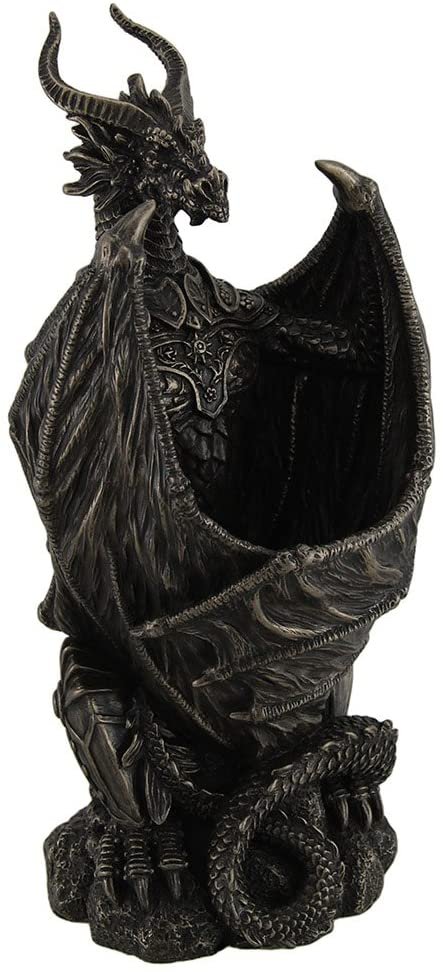 Magic  Collection~Resin Statues Guardian Of The Light Armored Dragon Led Night Light Statue 10 Inch 5 X 9.5 X 4.25 Inches Bronze