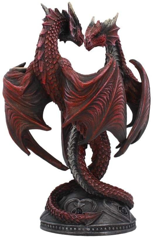 Artist Collections~ Dragon Heart Anne Stokes Valentine's Edition Candle Holder 23cm Red, Resin, One Size