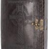 Wiccan Collection~Celtic Cross Leather Journal With Lock 28cm Brown