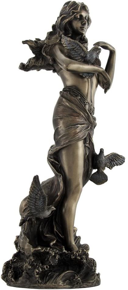 Magic  Collection~Bronzed Aphrodite with Doves on Scallop Shell Statue