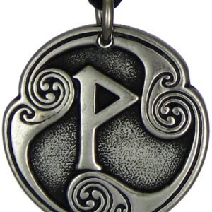 Soloman Pentant~Pewter Wynn Wunjo Norse Rune of Joy Pendant Necklace