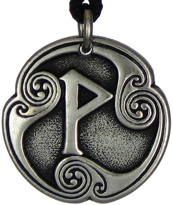 Soloman Pentant~Pewter Wynn Wunjo Norse Rune of Joy Pendant Necklace