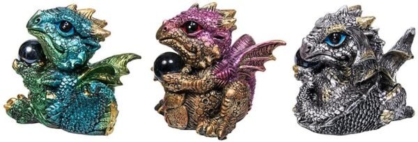 Fantasy Collection~ Dragon's Gift Set of 3 7cm Figurine, Resin, Multi-Coloured, One Size