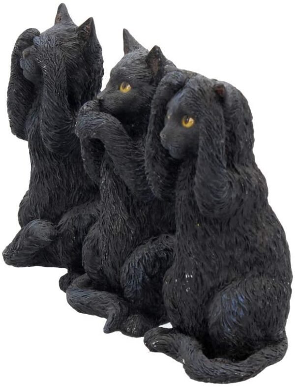 Animal Collection~ Three Wise Cats 9.5cm Figurine, Resin, Black