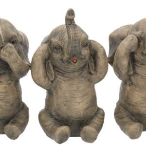 Magicun N.Giftware~Three Wise Elephants Figurine 16 cm Grey