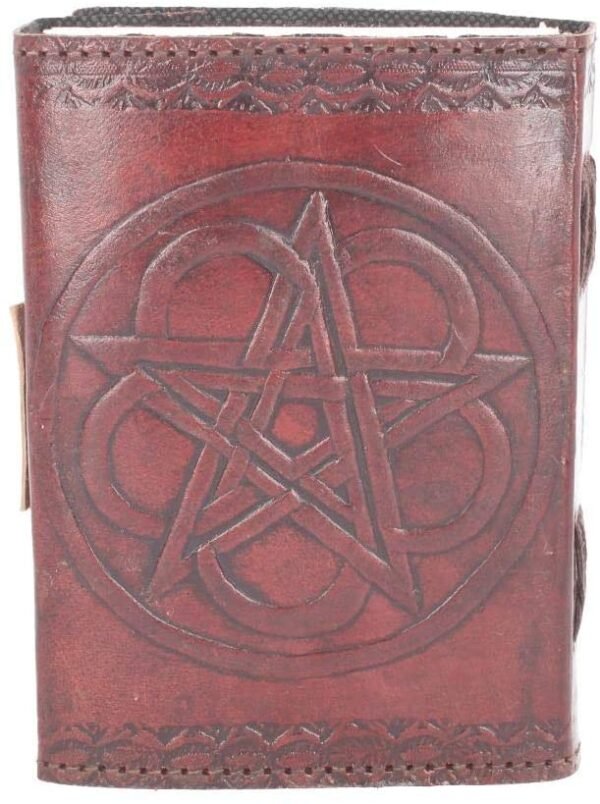 Wiccan Collection~Pentagram Leather Journal With Lock 20cm Brown