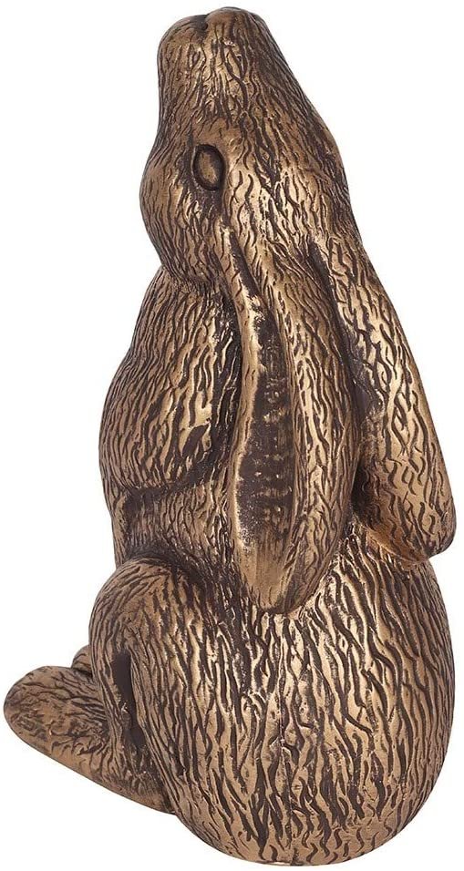 Spirit of Equinox Moon Gazing Hare Terracotta Garden Ornament - Bronze - 31 cm