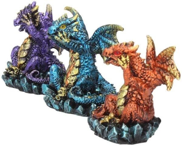 Fantasy Collection~ Three Wise Dragons Figurine 13cm Metallic Multi-coloured