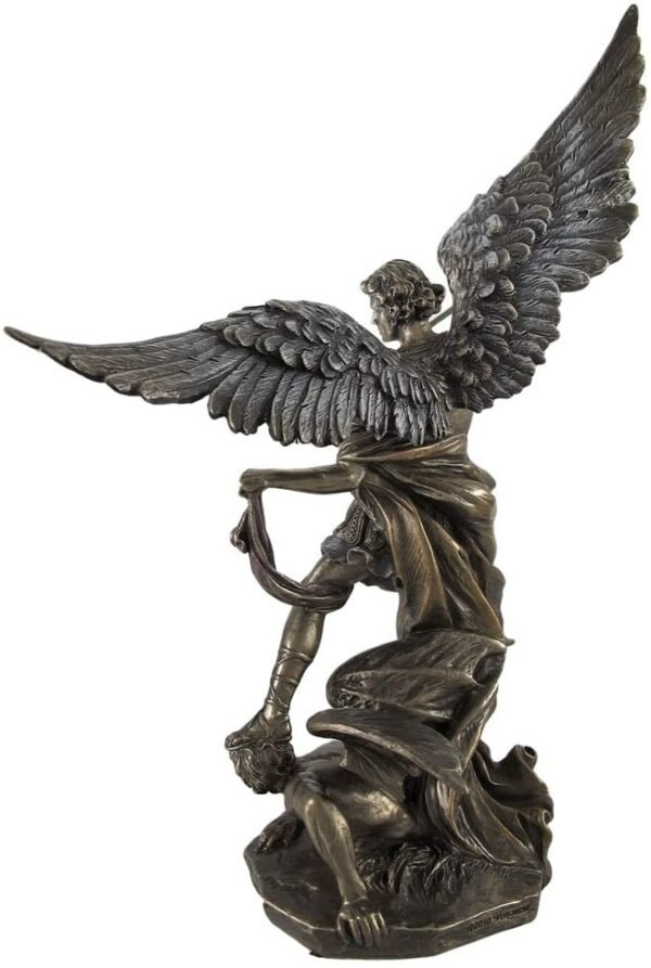 Magic  Collection~Bronzed St. Michael Defeating Lucifer Statue 10 in.