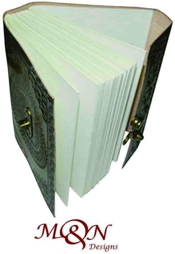 Witchcraft~M&N Handmade Tanned Leather Journal, Notebook, Blank Pages, Metal Clasp, 7"x5"