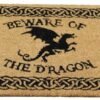 Nemesis Now Beware of the Dragon Doormat 2cm Brown, PVC Backed Brush Coco, 45 x 75cm