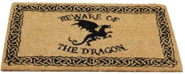 Nemesis Now Beware of the Dragon Doormat 2cm Brown, PVC Backed Brush Coco, 45 x 75cm