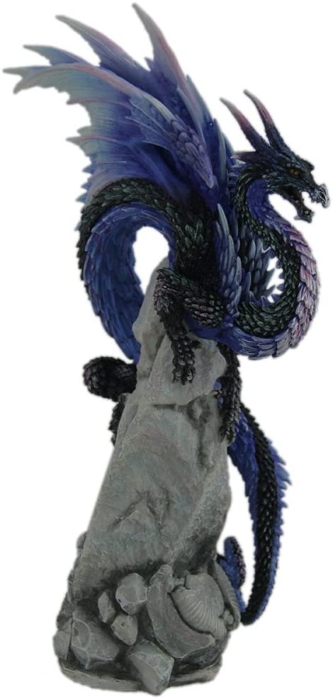 Magic  Collection~Veronese Resin Statues Andrew Bill Sapphire Sentinel Hand Painted Blue Dragon Statue 5.5 X 10.5 X 3.5 Inches Blue