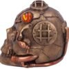 Magicun N.Giftware~Steampunk Under Pressure Modified Skull Ornament, Polyresin, Bronze, 14.8cm