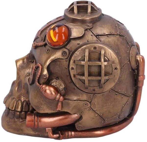 Magicun N.Giftware~Steampunk Under Pressure Modified Skull Ornament, Polyresin, Bronze, 14.8cm