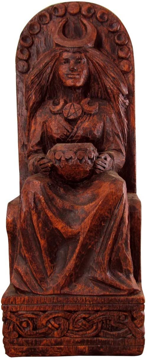 Magicun Altar~Dryad Design Seated Goddess Statue Wood Finish