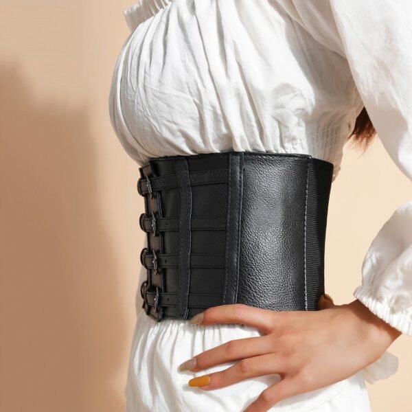 Retro four Buckles Fashion Raist Decorative Women's Wide Elastic Girdle Appear Slim Wear outside Waistband Corset For Ladies
