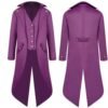 S-4xl Black Red Purple Green Mens Steampunk Gothic Jacket Victorian Tailcoat Vintage Halloween Costume Tuxedo Man Coat Uniform