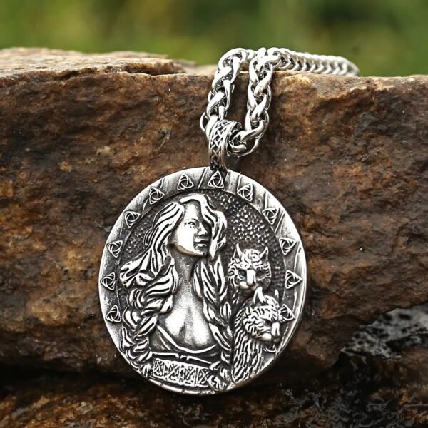 Norse Goddess Freya Stainless Steel Pendant Necklace Good Quality Viking Jewelry