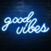 Good Vibes Neon Sign for Bedroom Wall Decor Powered by USB Neon Light, Ice Blue Color,16.1"X8.3"X0.6"