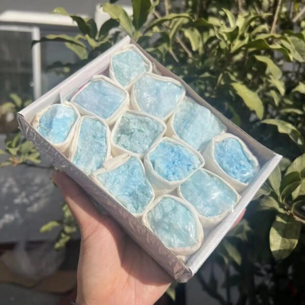 Natural minerals amethyst geodes box crystal cluster