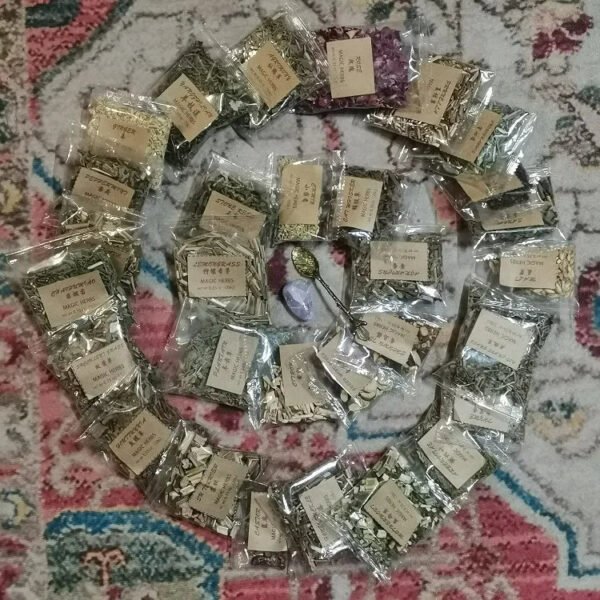 Wicca 30 HWicca Enchantment: 30-Piece Herbal Witchcraft Kit with Crystal Spoon