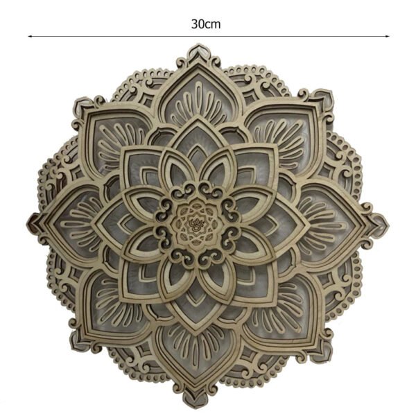 Wooden Carved LED Mandala Lotus Lamp – Wall Hanging Night Light for Yoga Room & Bedroom | Home Decor Art Statue