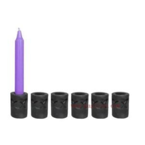 Magic Candle~SET OF 6 Triple Moon Black Cast Iron Holders for 1/2"W Ritual Chime Candles