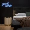 Good Vibes Neon Sign for Bedroom Wall Decor Powered by USB Neon Light, Ice Blue Color,16.1"X8.3"X0.6"