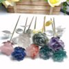 Natural Crystal Quartz Rose Artificial Flower Silver Gold Rose Flower Wedding Valentine's Day Favors For Girlfriend Wife Gift