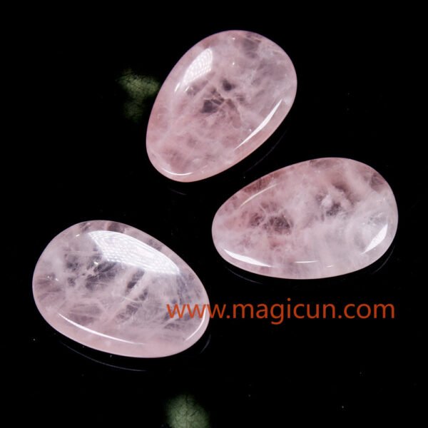 Magicun Stone~1PC  Natural Rose Quartz Thumb massage stone Gemstone Crafts  Wood Magic Stone Ornament Gifts