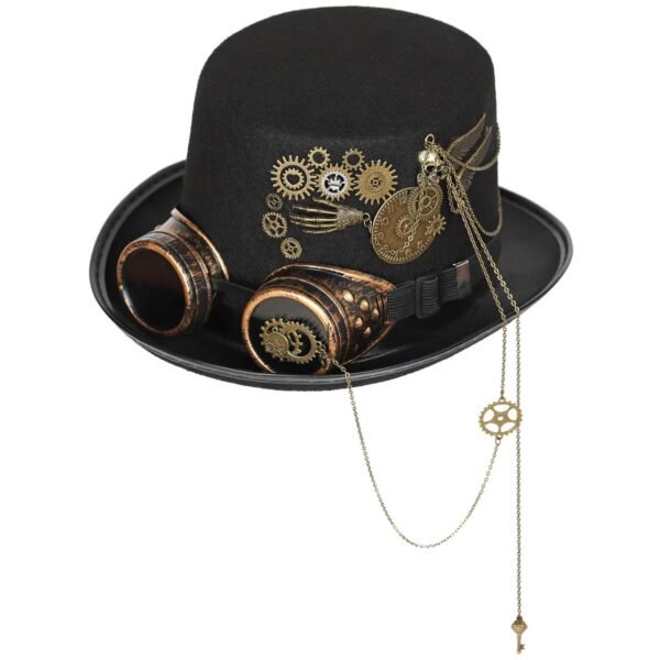 Steampunk Men Hat With Goggles Top Hat Jazz Hat Gothic Steampunk Top Hat For Men Non-slip Hat Carnival Nightclub