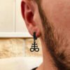 Satanic Earrings:Brimstone Satanic Cross Earring -Church of Satan Earrings
