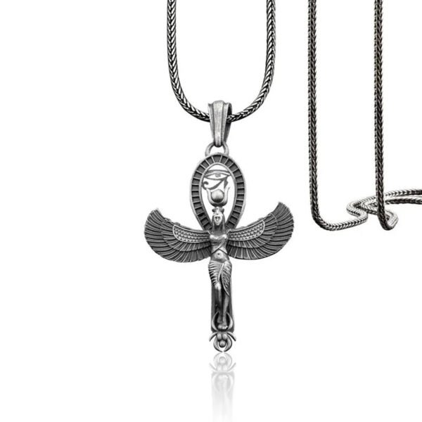 Ancient Egyptian Goddess Isis Eye of Horus Pendant Vintage Men's Necklace
