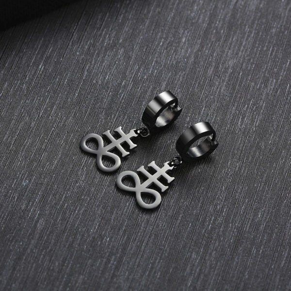Satanic Earrings:Brimstone Satanic Cross Earring -Church of Satan Earrings