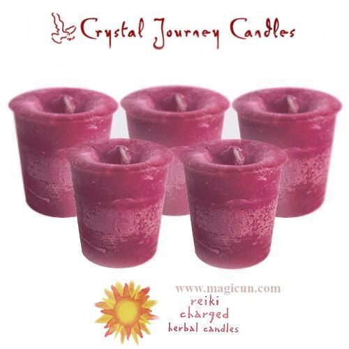 Magic Candle~Set of 5 "Wisdom" Herbal Magic Reiki Charged Essential Oils Votive Candles