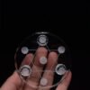 7 Star Array Plate Asian Clear Polished Quartz Crystal Healing Ball Sphere Stand Decorate 3.1''