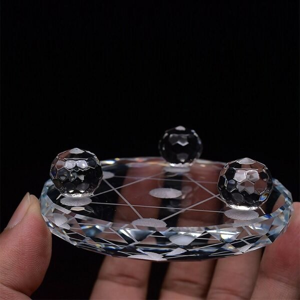 7 Star Array Plate Asian Clear Polished Quartz Crystal Healing Ball Sphere Stand Decorate 3.1''