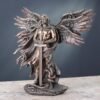 Unicorn Studio WU75976A4 Guardian Angel Statue in 6 Winged with Sword and Serpent, 11-inch Cold Cast Bronze