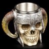 Mythology Collection~ B2091F6 Viking Skull Tankard Mug 16cm Brown