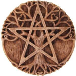 Magicun Altar~Small Tree Pentacle Wall Plaque Wood Finish