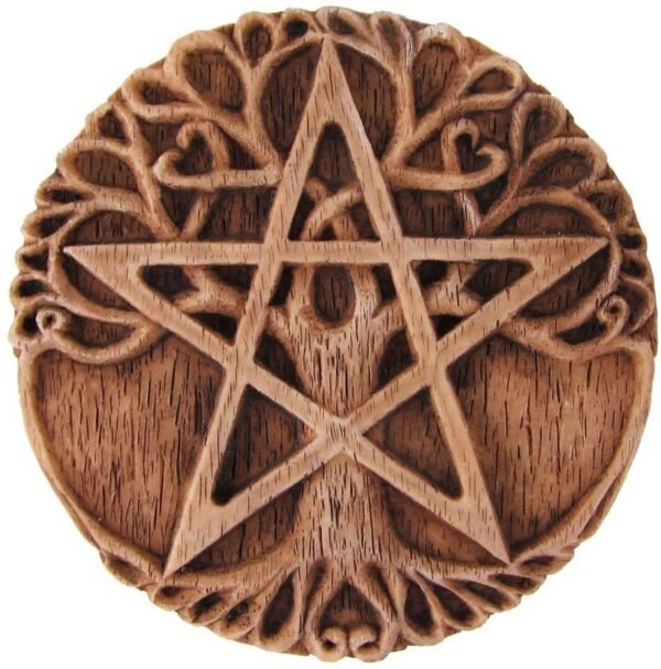 Magicun Altar~Small Tree Pentacle Wall Plaque Wood Finish