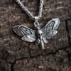 SanLan Death Head Moth Pendant Necklace Wicca Jewelry Goth Moth and The Moon