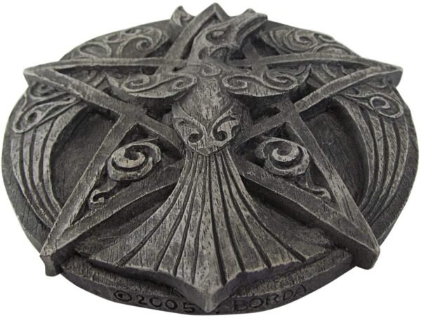 Magicun Altar~Crescent Raven Pentacle Wall Plaque Stone Finish