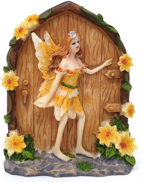 Home Decor~Spirit of Equinox Colourful Miniature Fairy Door Sparkly Glitter Home and Garden Figurine Ornament (Violet)