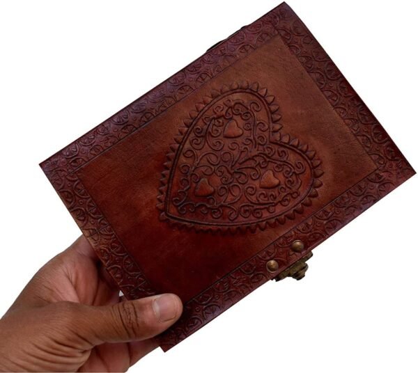 Witchcraft~Vintage Leather Journal Bound With Lock For Men Women Lined Paper Handmade Notebook Writing In Diary (Celtic heart lined)