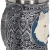 Animal Collection~ U3091H7 Ghost Wolf Tankard Large Mug 16cm Silver