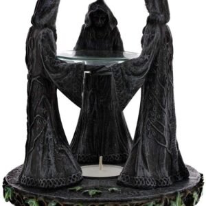 Wiccan Collection~Magik Circle Oil Burner 16cm Grey, Resin