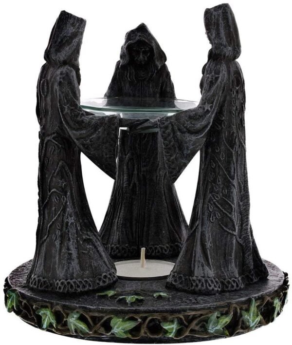 Wiccan Collection~Magik Circle Oil Burner 16cm Grey, Resin