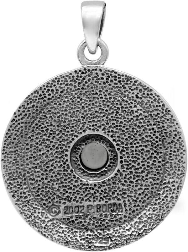 Sterling Silver Moon Goddess Pentacle Pendant with Natural White Moonstone; 1 Inch Diameter